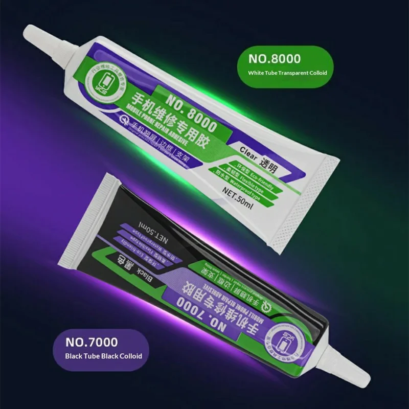 YCS Phone Repair Adhesive 50ML Fast Curing Glue For Screen Lifting  /  Degumming  /  Light Leakage Fix - NO.7000 Black