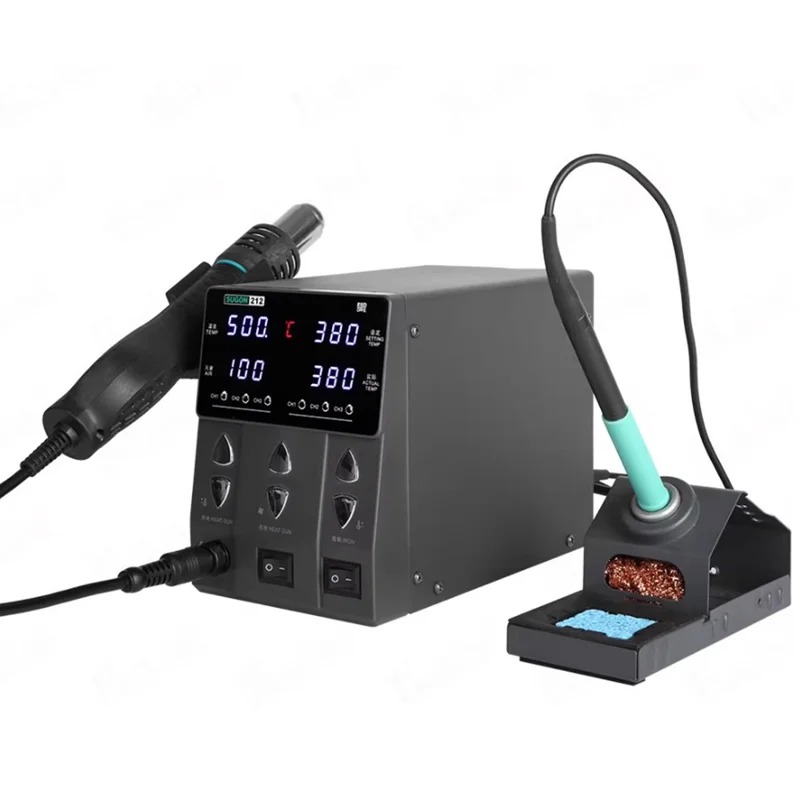 SUGON 212 2 in 1 Hot Air Soldering Iron Digital Display Soldering Station for Phone Electronics Repair - EU Plug