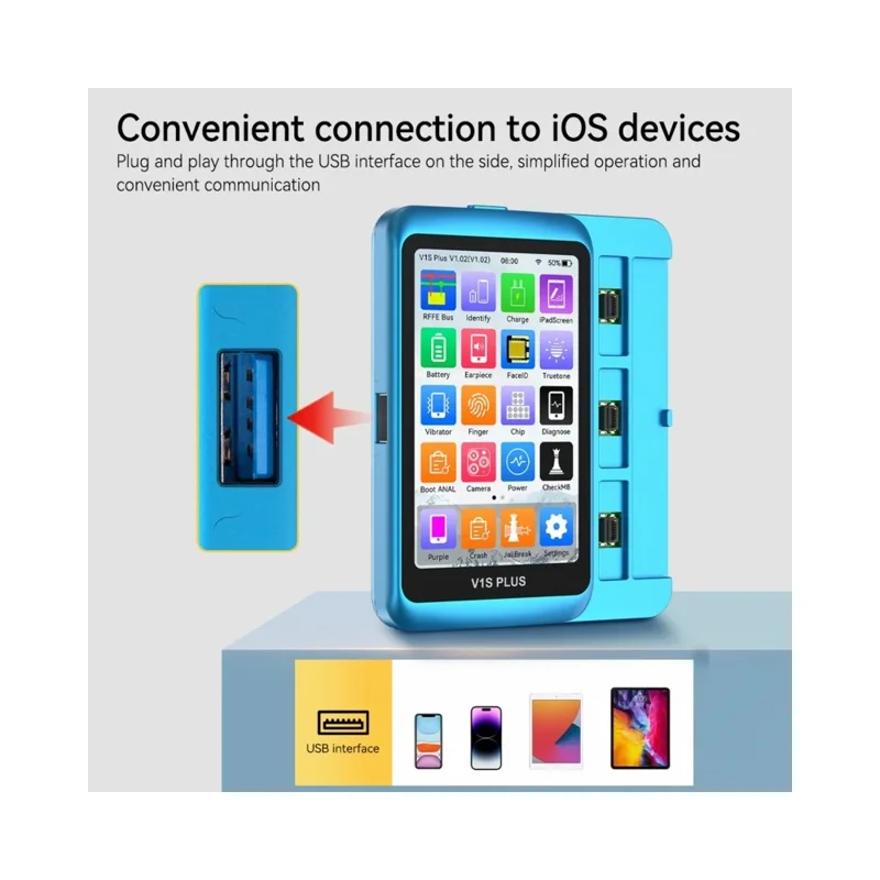JC V1S Plus Smart Programmer til iPhone 6-16-serien Komponentreparationsværktøj, Chip-læse- og skrive-diagnostikværktøj