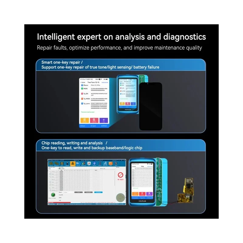 JC V1S Plus Smart Programmer til iPhone 6-16-serien Komponentreparationsværktøj, Chip-læse- og skrive-diagnostikværktøj