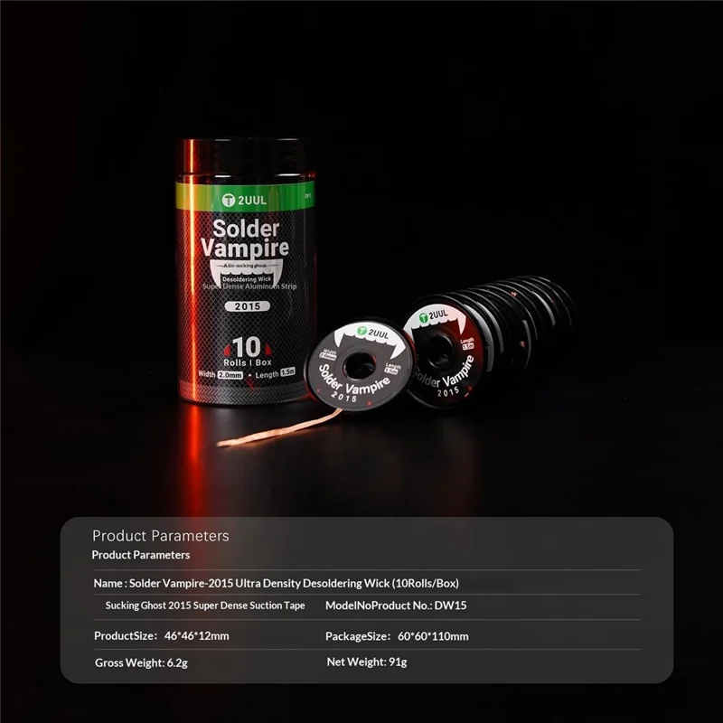 2UUL DW15 10Pcs 1.5m Solder Vampire Desoldering Wick for PCB Motherboard Soldering Repair