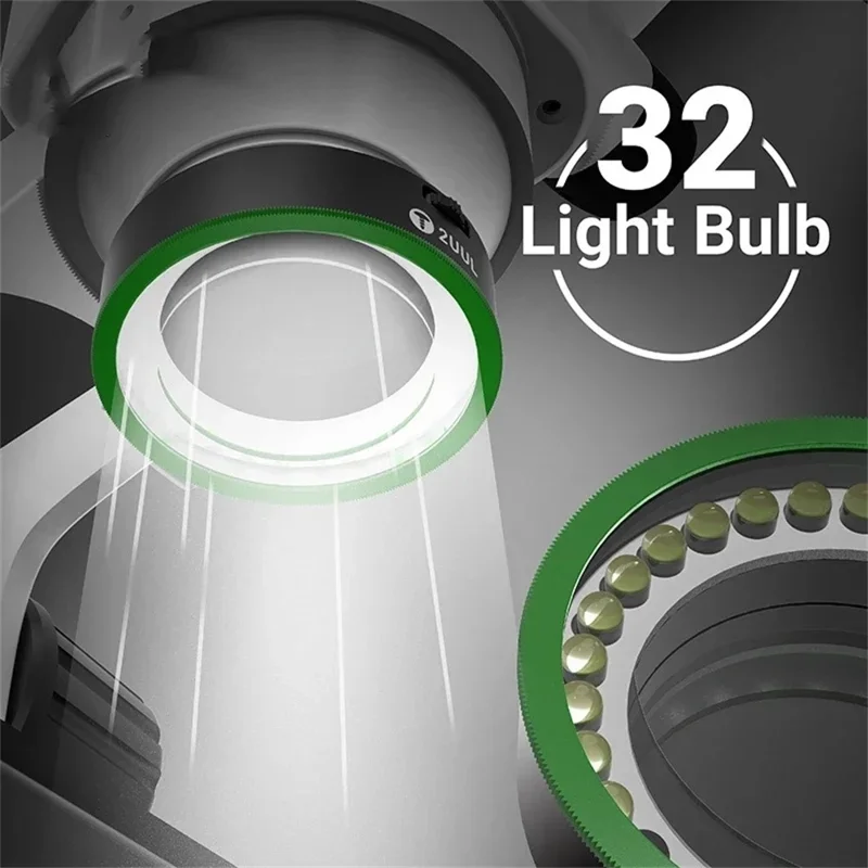 2UUL MS97 Justerbar polariseret mikroskoplampe 32 LED-ringlys