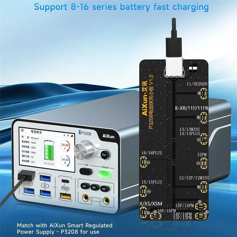 AIXUN P3208 Battery Fast Charging Detection Board for iPhone 8 - 16 Series Repair Testing Tool