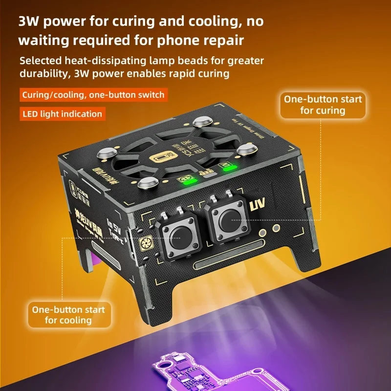 Lampada per Cura UV YCS con Ventola di Raffreddamento per la Riparazione del Telefono