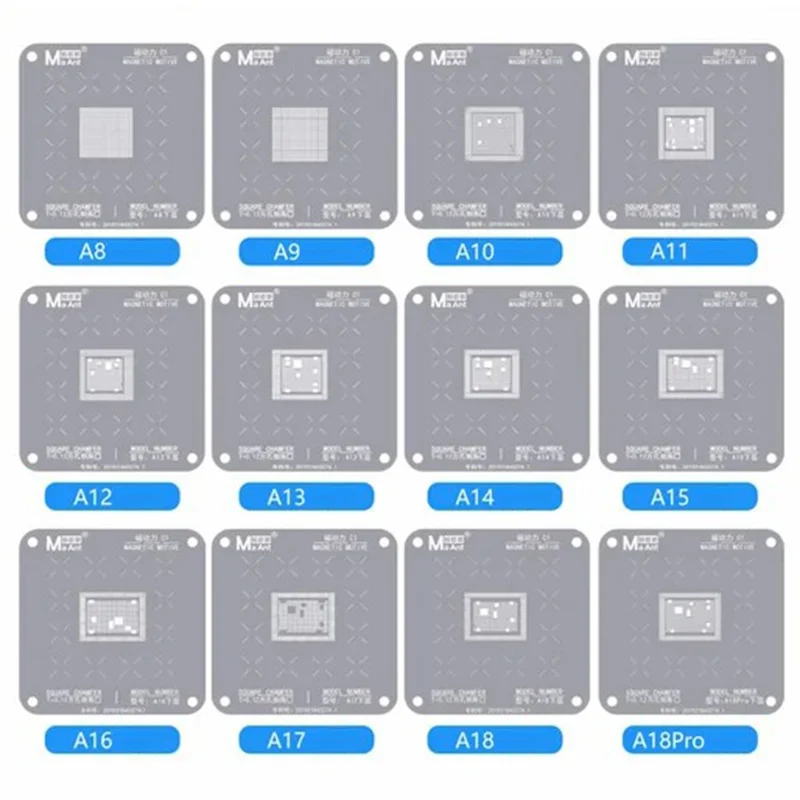 MAANT A8-A18 Pro 12Pz Chip CPU BGA Stencil per Risaldatura Template Rete per Riparazione Chip iPhone