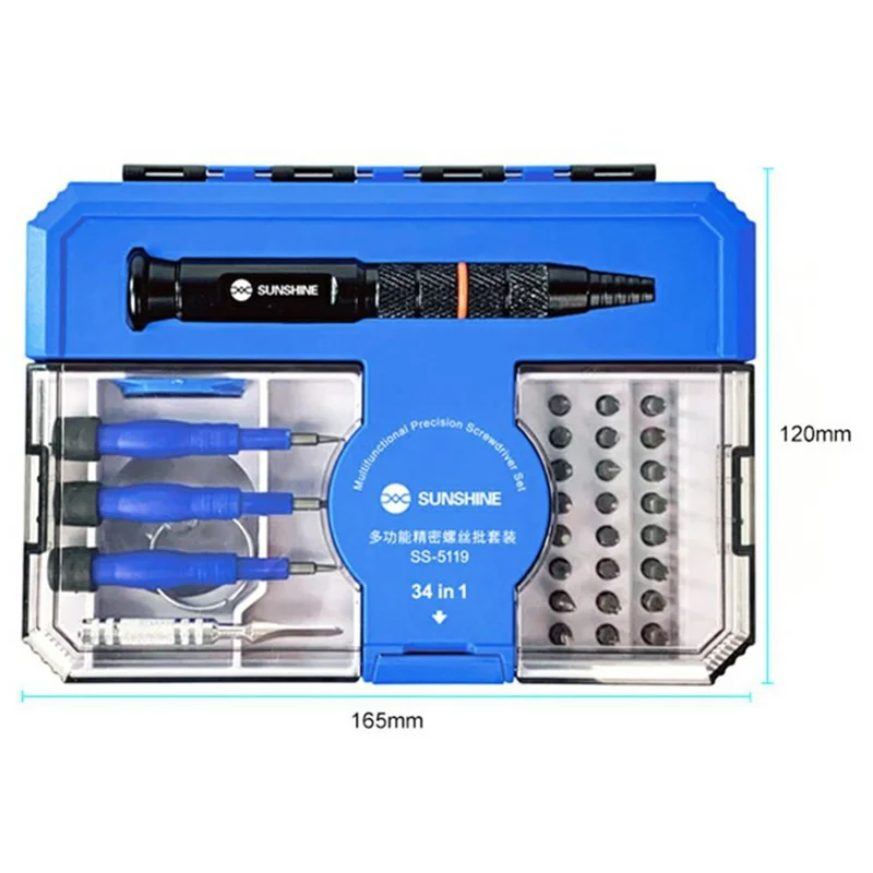 SUNSHINE SS-5119 34 in 1 Multifunctional Precision Screwdriver Set with 24Pcs S2 Alloy Steel Bits for Electronics Repair