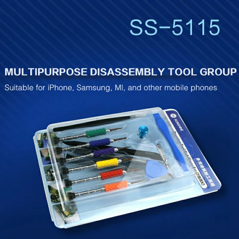 SUNSHINE SS-5115 Multi-Purpose Phone Repair Tool Kit Screwdriver Prying Tool Disassembly Set