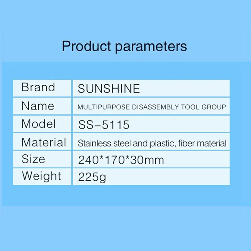SUNSHINE SS-5115 Multi-Purpose Phone Repair Tool Kit Screwdriver Prying Tool Disassembly Set