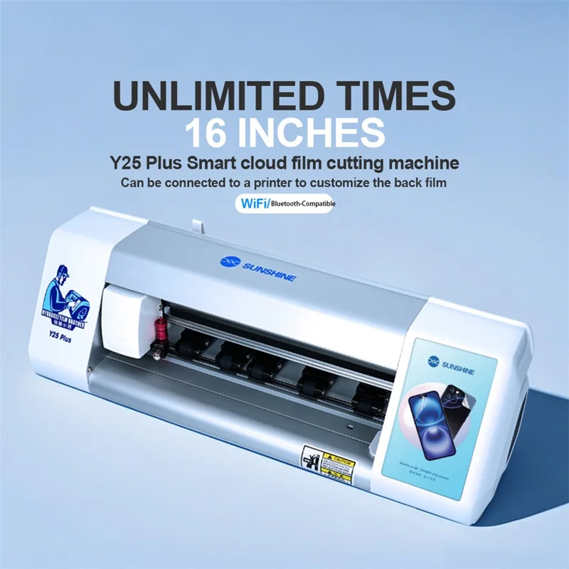 SUNSHINE Y25 Plus Smart Film Cutting Machine WiFi / Bluetooth-compatible 16 Inch Screen Protector Cutter Support 20000+ Models - EU Plug