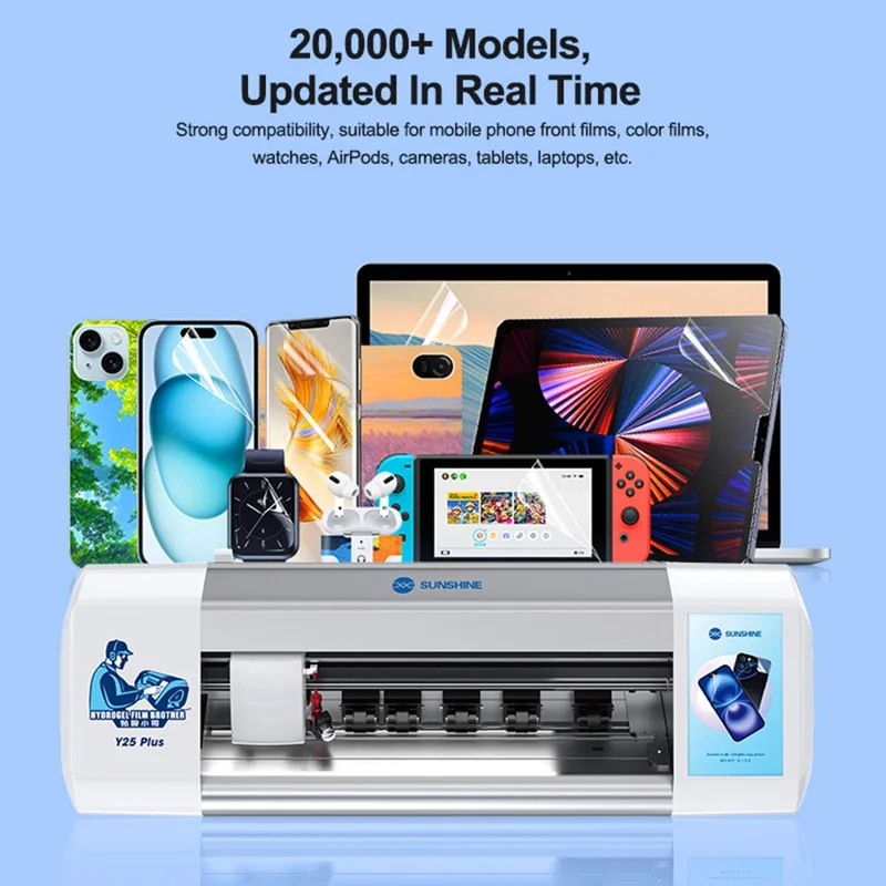 SUNSHINE Y25 Plus Smart Film Cutting Machine WiFi / Bluetooth-compatible 16 Inch Screen Protector Cutter Support 20000+ Models - EU Plug