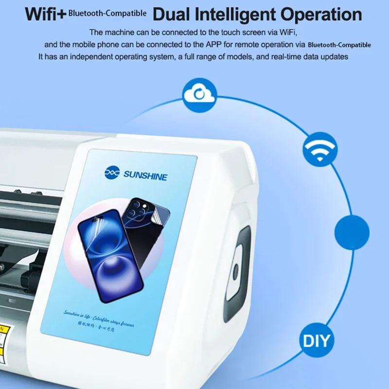 SUNSHINE Y25 Plus Smart Film Cutting Machine WiFi / Bluetooth-compatible 16 Inch Screen Protector Cutter Support 20000+ Models - EU Plug