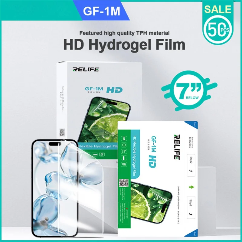 RELIFE GF-1M 50Pcs HD Flexible Hydrogel Film Full Coverage Anti-fingerprint Screen Protector (Work with SUNSHINE C3 Mix Ultra)
