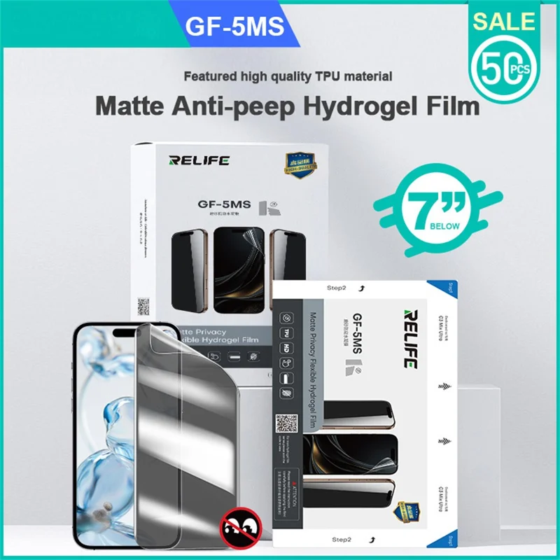 RELIFE GF-5MS 50Pcs Matte Privacy Hydrogel Film Anti-peep Full Screen Protector (Work with SUNSHINE C3 Mix Ultra)
