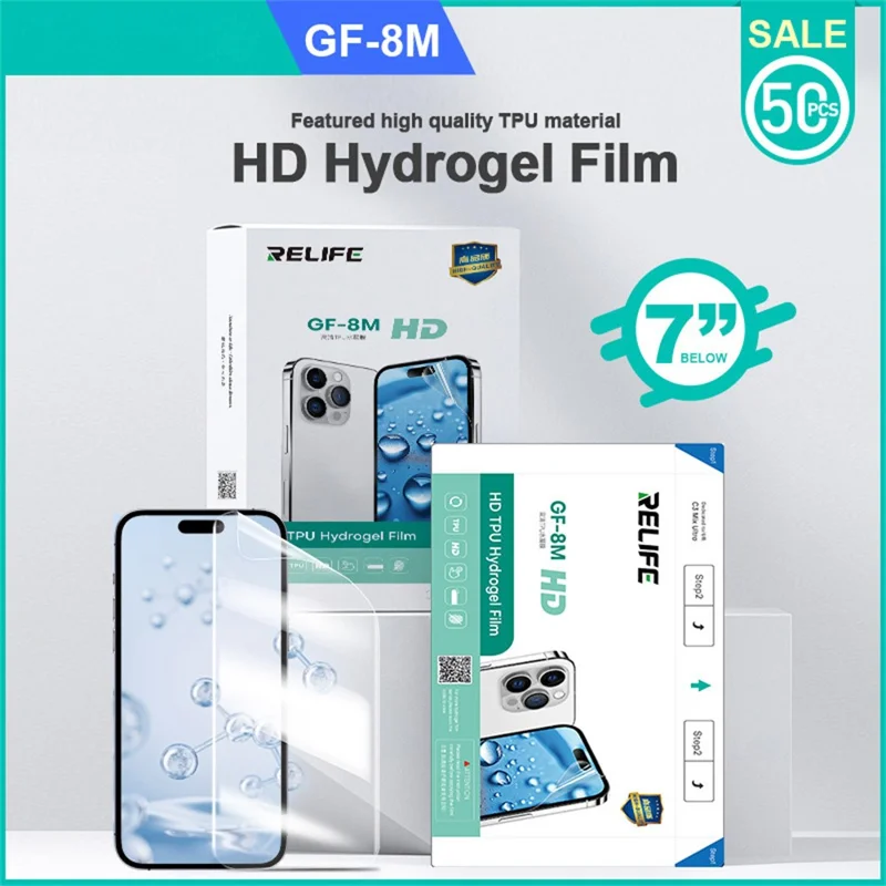 RELIFE GF-8M 50Pcs Full Coverage TPU HD Hydrogel Film Anti-fingerprint Screen Protector (Work with SUNSHINE C3 Mix Ultra)
