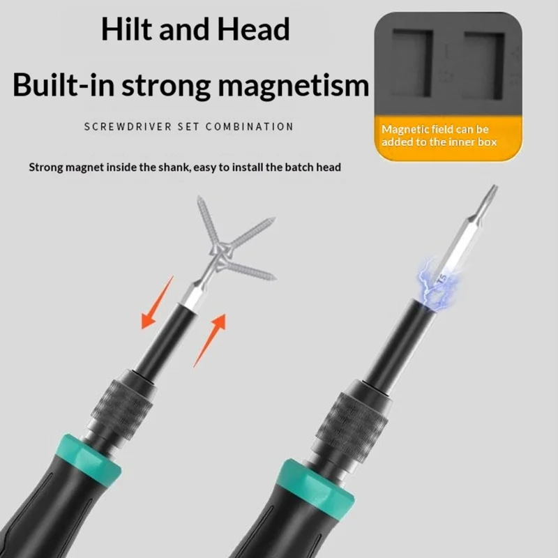 JIAFA MT-T152 152 i 1 præcisions-skruetrækker sæt CRV stål magnetisk håndtag reparationssæt til elektronik - Sort / Grøn
