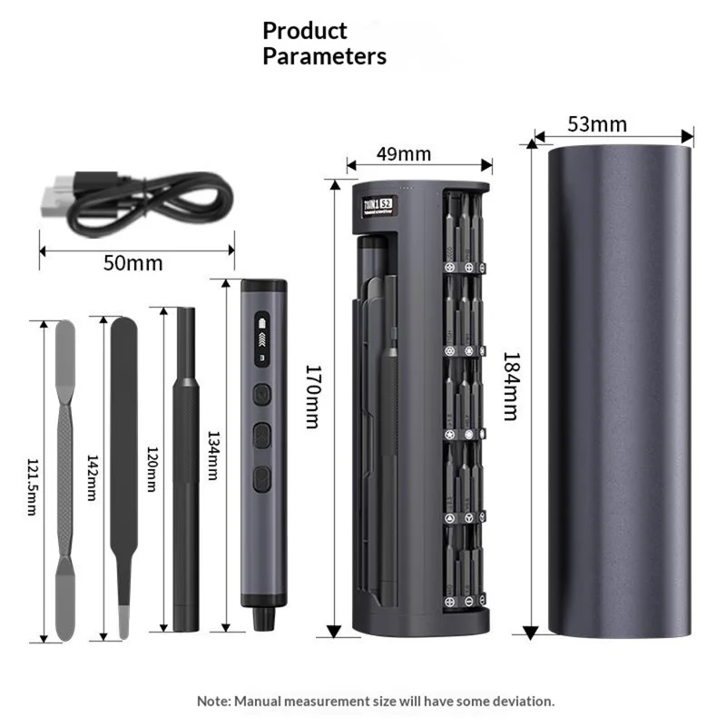 JIAFA 78 i 1 el-skruesæt med 5 drejmomenttrin, LED-skærm og USB-C til reparation af telefoner