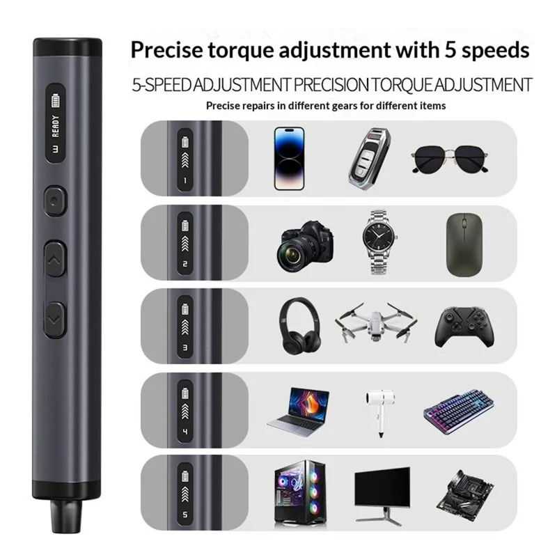 JIAFA 78 i 1 el-skruesæt med 5 drejmomenttrin, LED-skærm og USB-C til reparation af telefoner