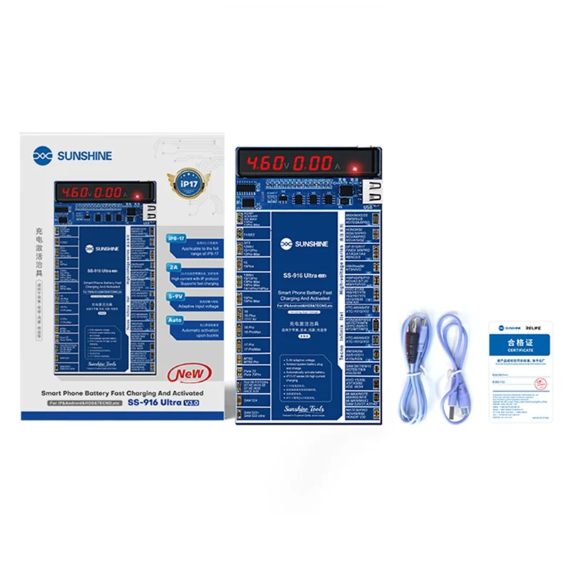 SUNSHINE SS-916 Ultra V3.0 Phone Battery Charging Activation Fixture for iPhone 8-17 Series Android