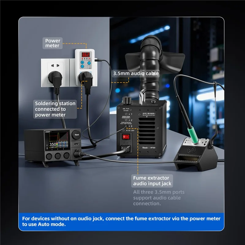 QIANLI AF100 Dust Mist Purifier 80W Fume Extractor 3-Layer Filter for Electronics Soldering - EU Plug