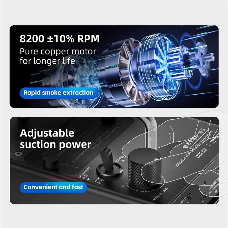 QIANLI AF100 Dust Mist Purifier 80W Fume Extractor 3-Layer Filter for Electronics Soldering - EU Plug