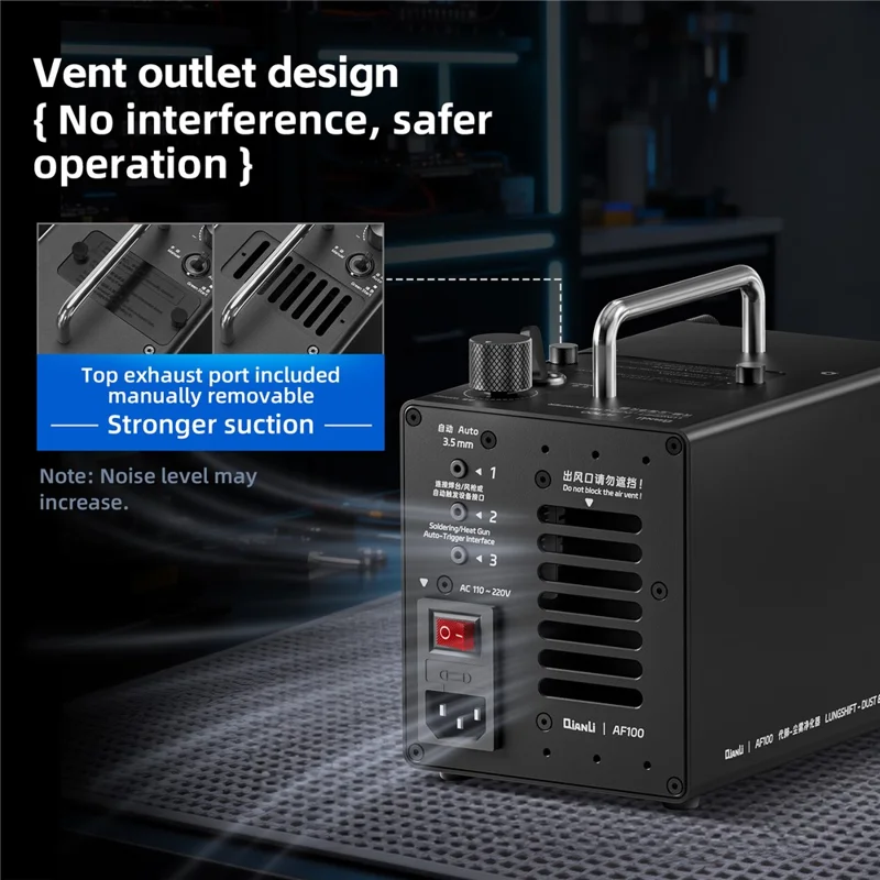 QIANLI AF100 Dust Mist Purifier 80W Fume Extractor 3-Layer Filter for Electronics Soldering - EU Plug