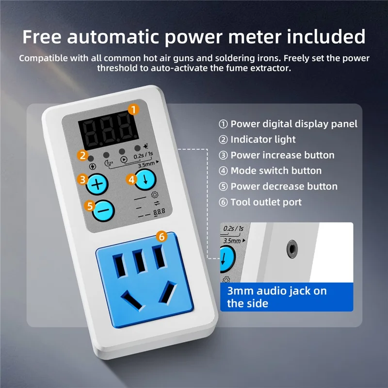 QIANLI AF100 Dust Mist Purifier 80W Fume Extractor 3-Layer Filter for Electronics Soldering - EU Plug