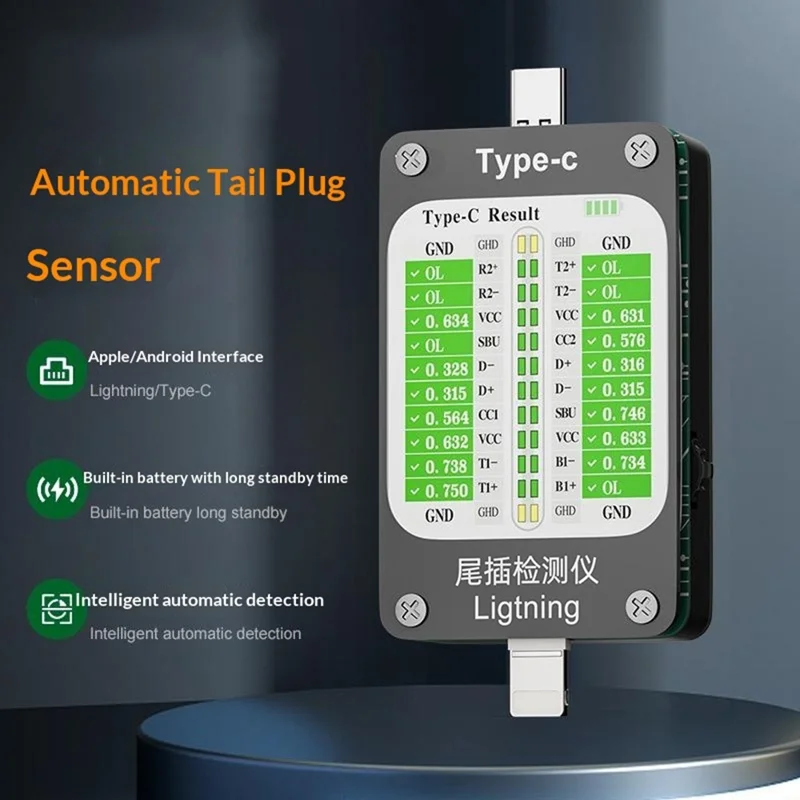 VBEST VB-U4 Tail Plug Tester IP Type-C Interface Detector for iPhone Android Phone