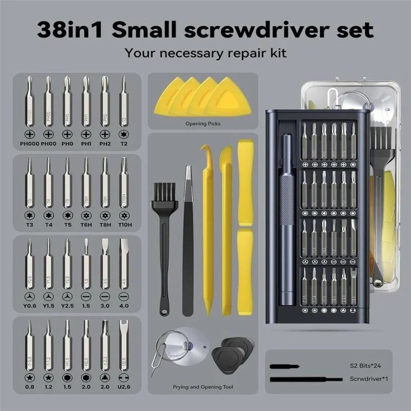 AXTH 38 in 1 Precision Screwdriver Set Multi-Function Repair Tool Kit for Phone Laptop Gaming Console Watch Glasses