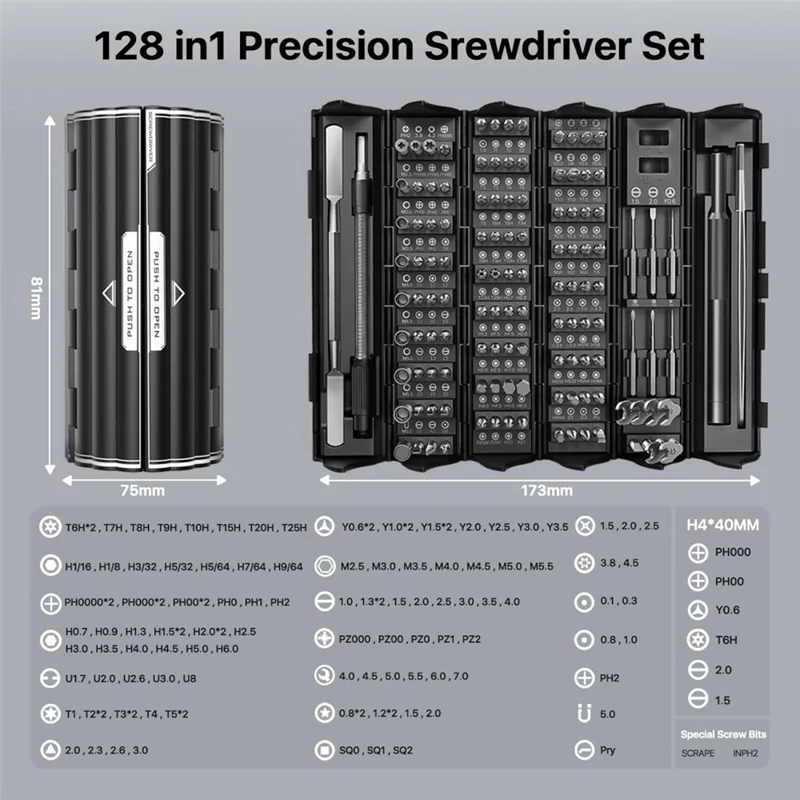 AXTH 128 in 1 Precision Screwdriver Set S2 Steel Bits Portable Repair Tool Kit for iPhone MacBook Switch