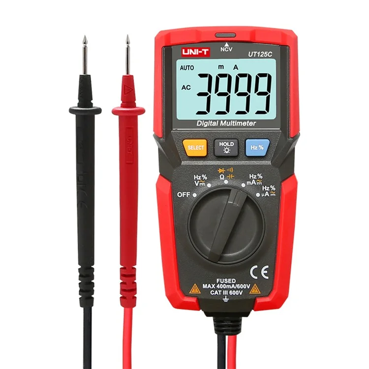 UNI-T UT125C Mini LCD Digital Multimeter Dc/wechselstromspannungsstrom Ncv-kapazitätswiderstandsdiodendioden-tester Voltmeter Amperemeter