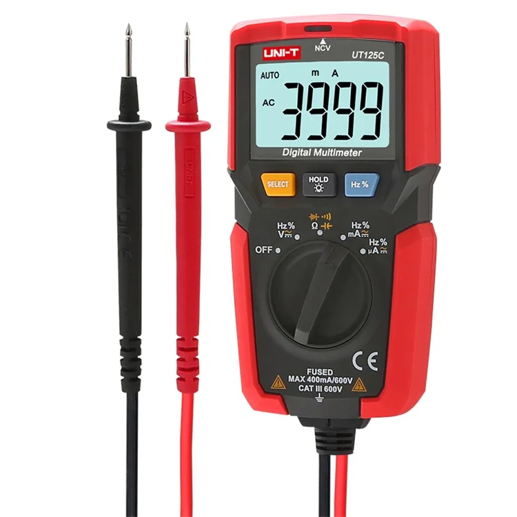 UNI-T UT125C Mini LCD Digital Multimeter Dc/wechselstromspannungsstrom Ncv-kapazitätswiderstandsdiodendioden-tester Voltmeter Amperemeter