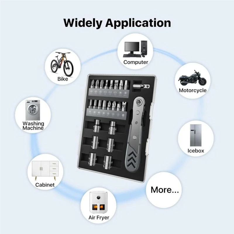 AXTH 23 in 1 Right Angle Ratcheting Screwdriver Set with 36-Tooth Ratchet Magnetic Bits Tool Kit for DIY Repair
