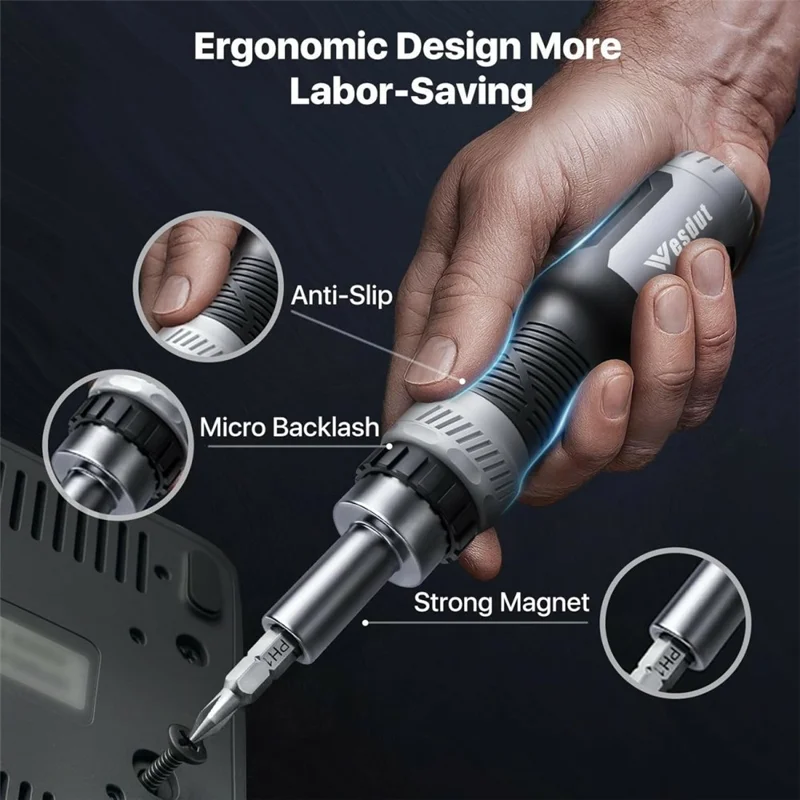 WESDUT 13 in 1 Ratchet Screwdriver Set 45-Tooth Multi-Bit Tool Kit for Home Repair Electronics