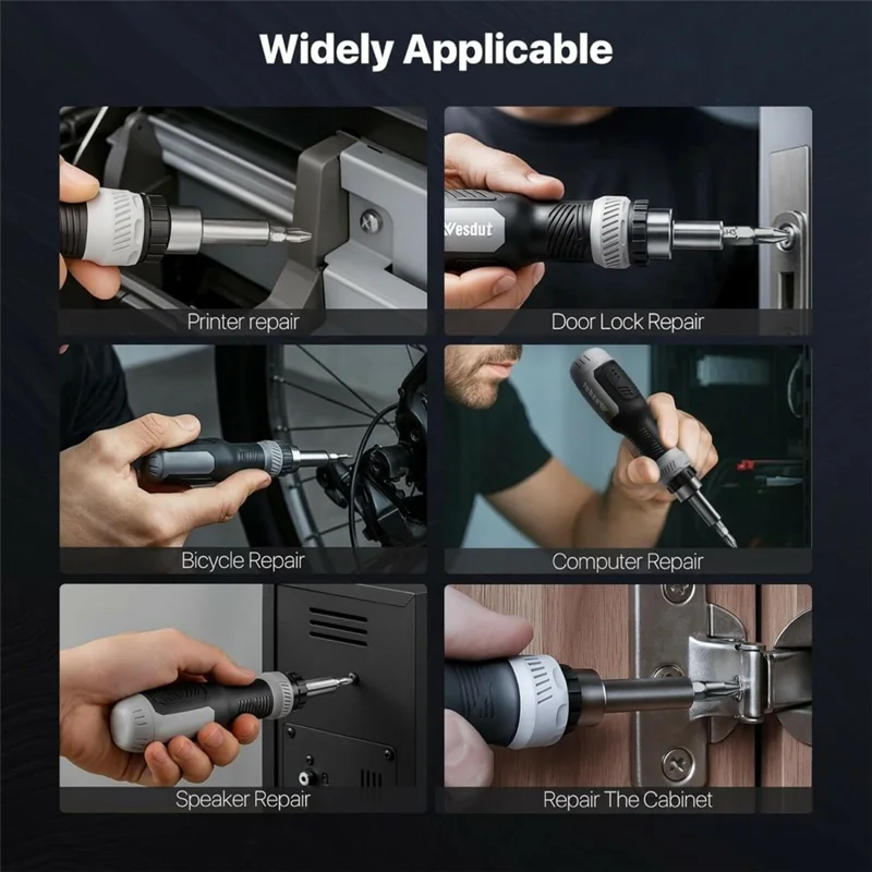 WESDUT 13 in 1 Ratchet Screwdriver Set 45-Tooth Multi-Bit Tool Kit for Home Repair Electronics