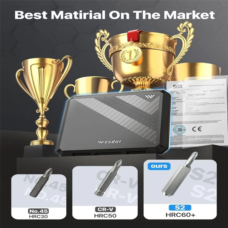 WESDUT 52 in 1 Precision Screwdriver Set Magnetic Bits 360 Degrees Rotating Handle Tools Kit for Electronics Repair - Blue