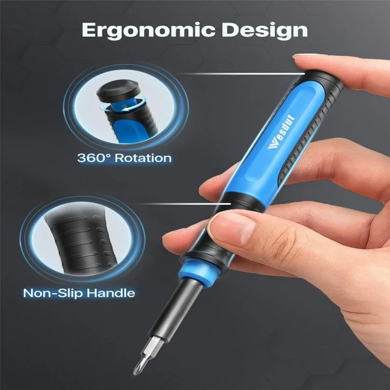 WESDUT 52 in 1 Precision Screwdriver Set Magnetic Bits 360 Degrees Rotating Handle Tools Kit for Electronics Repair - Blue