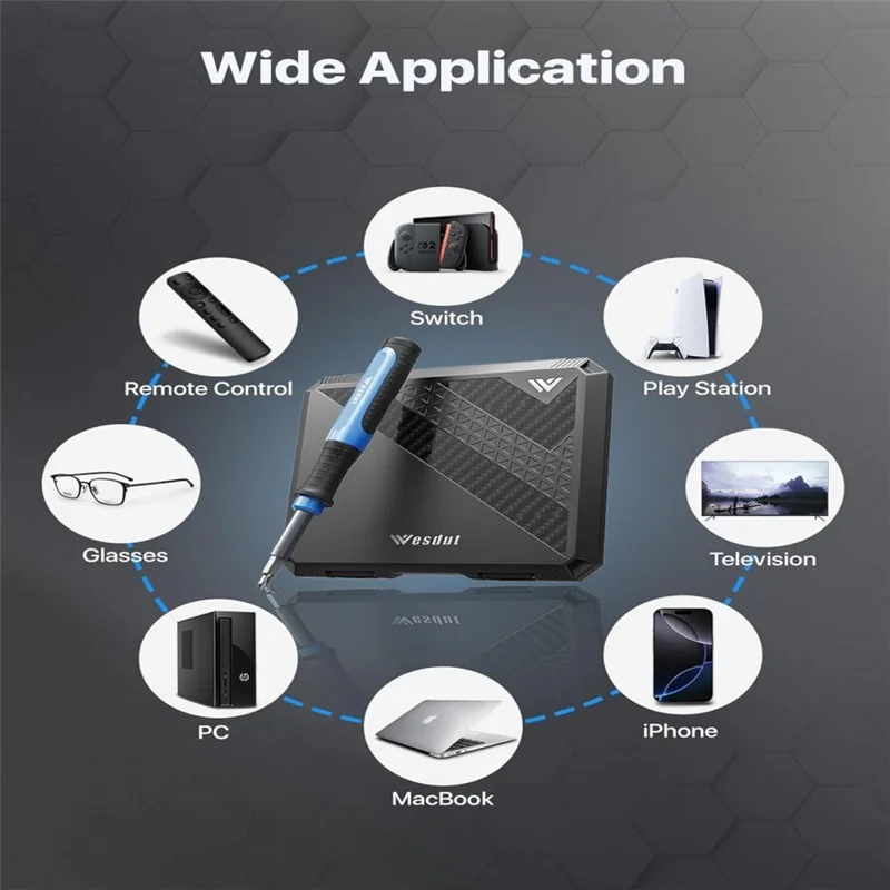 WESDUT 52 in 1 Precision Screwdriver Set Magnetic Bits 360 Degrees Rotating Handle Tools Kit for Electronics Repair - Blue