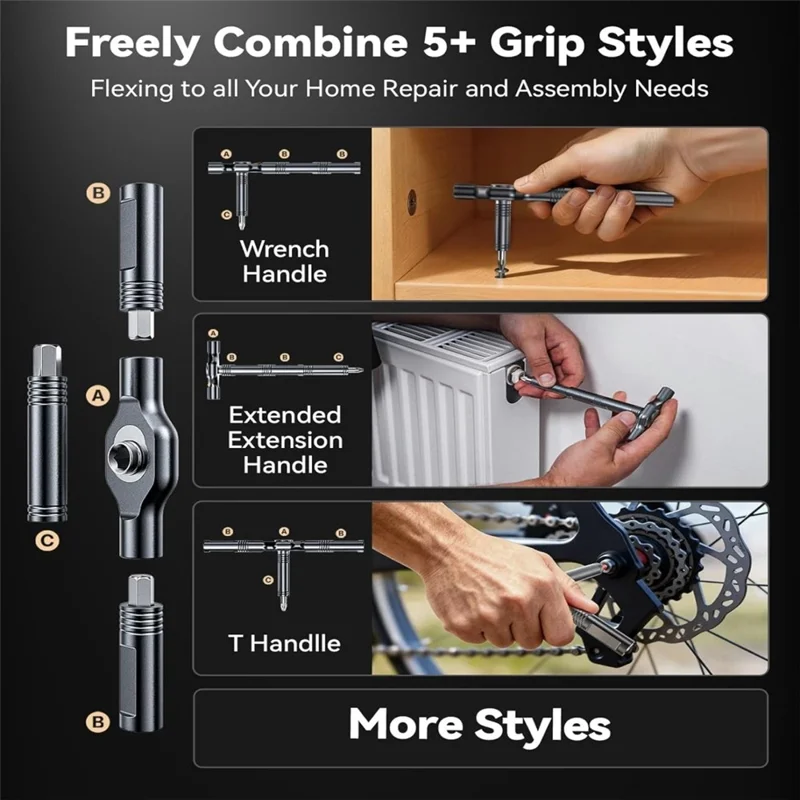 WESDUT 32 in 1 T-Handle Ratchet Screwdriver Set S2 Steel Quick Release Tools Kit for Home Repair DIY