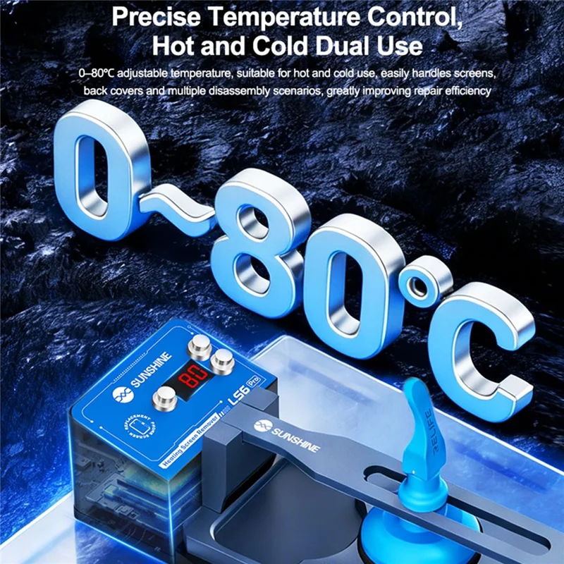 SUNSHINE LS6 Pro Hot Cold Screen Separator 0-80°C Adjustable Heating Plate Phone Repair Tool for iPhone 17 Seies Android - EU Plug