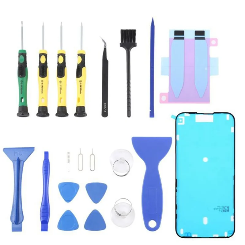 JF-8182 Para iPhone 16 Plus 21 em 1 Conjunto de Chaves de Fenda de Precisão Peças de Substituição Fita Adesiva para Bateria Etiqueta + Kit de Ferramentas de Reparação com Estrutura de Placa Intermediária