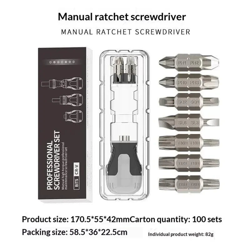 JIAFA 15 in 1 Dual Head Ratchet Screwdriver Set 14Pcs CRV Bits Magnetic Professional Repair Tool