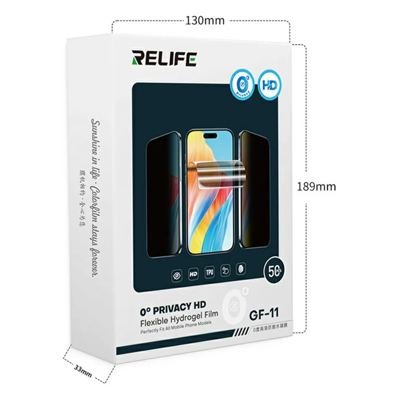 RELIFE GF-11 50Pcs 0 Degree Privacy Hydrogel Film HD Screen Protector for Smartphones Under 7 Inch