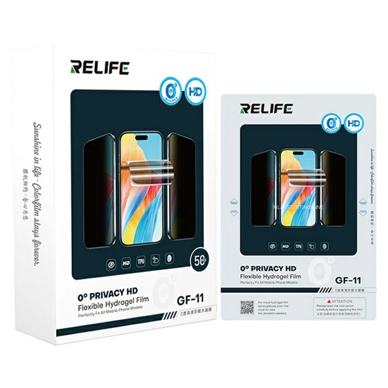 RELIFE GF-11 50Pcs 0 Degree Privacy Hydrogel Film HD Screen Protector for Smartphones Under 7 Inch