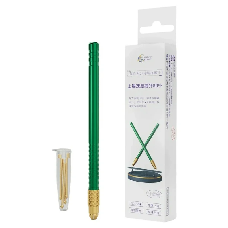 LANRUI M24 Kit d'aiguille de désoxidation en cuivre rouge Plaqué Rouge Poignée antidérapante Aiguille à tête sphérique pour Phone Socket Connecteur de batterie