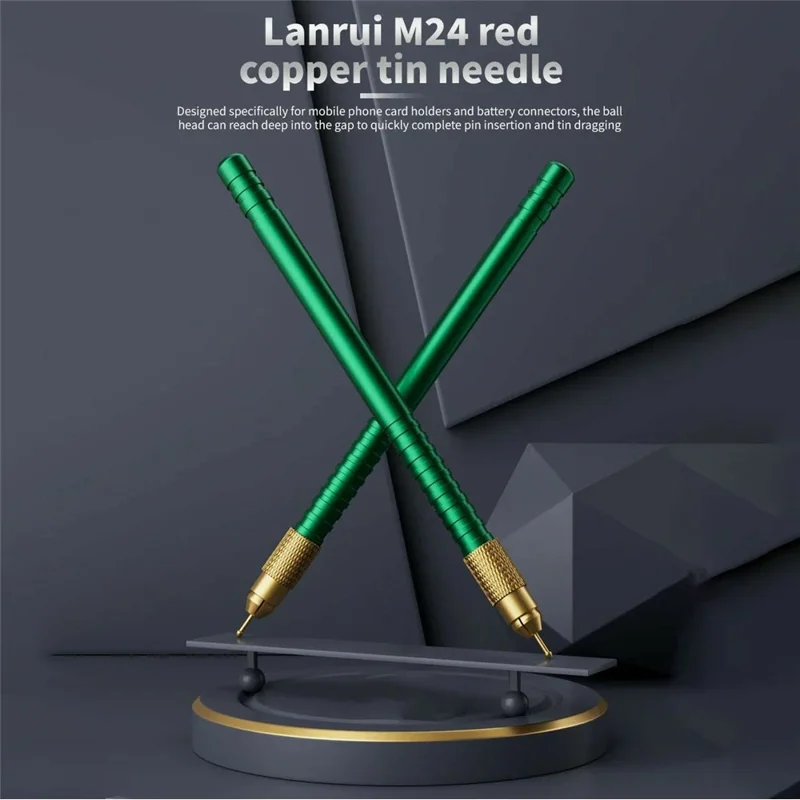 LANRUI M24 Kit d'aiguille de désoxidation en cuivre rouge Plaqué Rouge Poignée antidérapante Aiguille à tête sphérique pour Phone Socket Connecteur de batterie