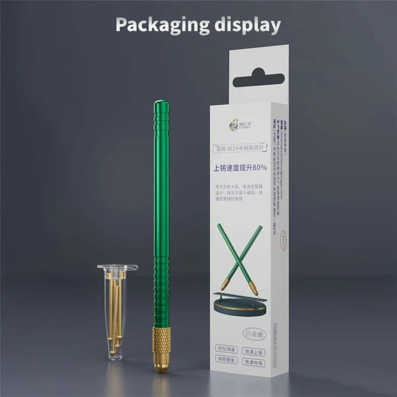 LANRUI M24 Kit d'aiguille de désoxidation en cuivre rouge Plaqué Rouge Poignée antidérapante Aiguille à tête sphérique pour Phone Socket Connecteur de batterie