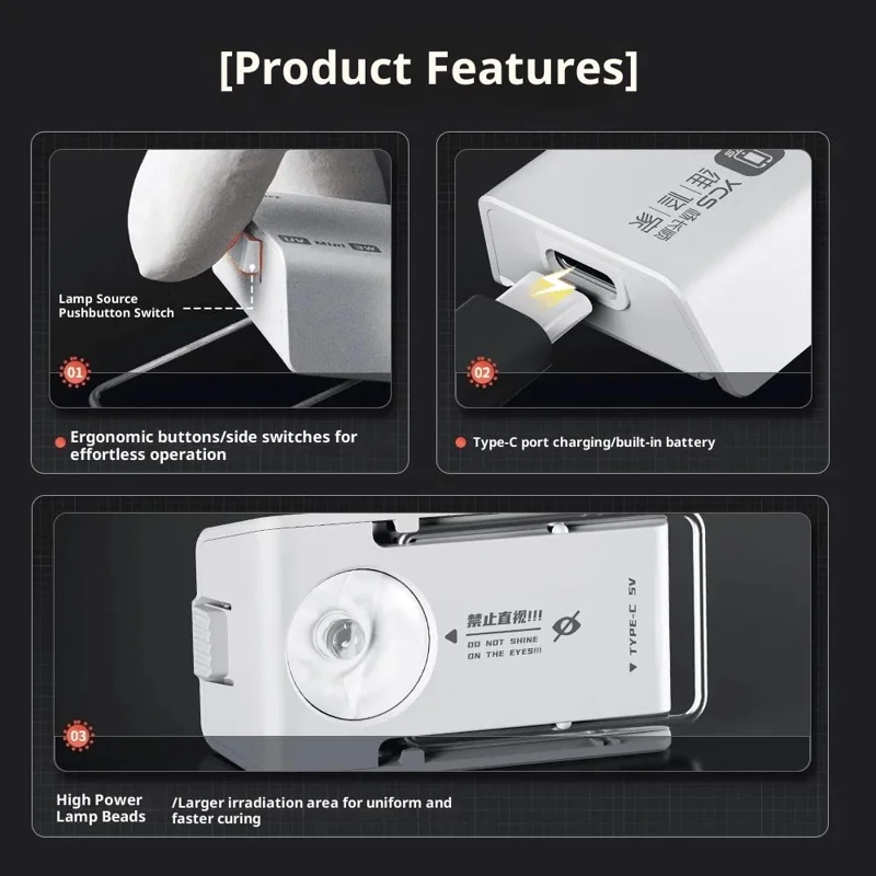 YCS UV Mini 3W Handheld Curing Light Portabel UV-klistertorkningslampa med Type-C-laddning Manikylamp