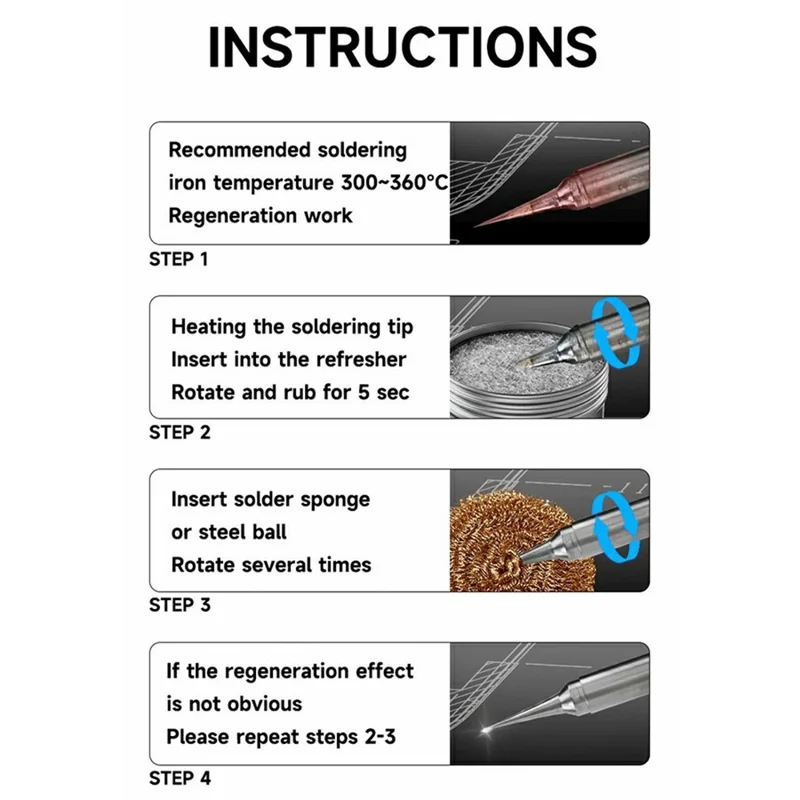 MECHANIC QR12 Soldering Iron Tip Cleaning Pastes 5 Seconds Quick Fix Black Layer Remover for PCB Repair (Colors Random Delivery)