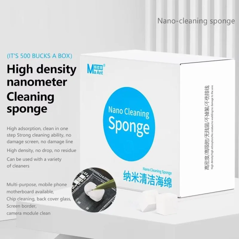MAANT 500Pcs  /  Box High Density Nano Cleaning Sponge No Residue Electronic Maintenance Tools for Electronics PCB Chip Screen