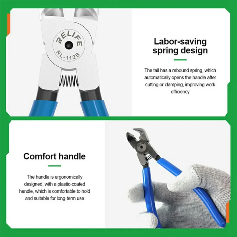 RELIFE RL-112B 90° Right Angle Pliers Alloy Steel Flat Cutting Tool for Phone Camera Ring Repair